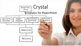  Presentation with revenue cycle - Beautiful presentation theme featuring revenue cycle - businesswomen drawing a marketing diagram backdrop and a white colored foreground