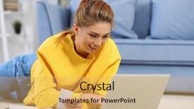  Presentation with taxes - Audience pleasing theme consisting of revenue expense reports - beautiful young woman calculating taxes backdrop and a yellow colored foreground