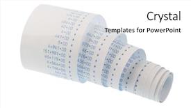  Presentation with black and white film strip - Slides having revenue expense reports - computational stripes of a calculator background and a white colored foreground