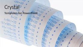  Presentation with revenue - Slide deck consisting of revenue expense reports - computational stripes of a calculator background and a light blue colored foreground