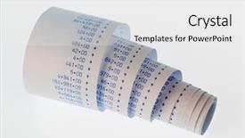  Presentation with black and white film strip - Slides consisting of revenue expense reports - computing strips of a calculator background and a white colored foreground