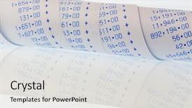  Presentation with calculator - Slide set consisting of revenue expense reports - computing strips of calculator background and a  colored foreground