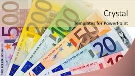  Presentation with euro - Beautiful presentation theme featuring revenue expense reports - euro banknotes are adjacent symbol backdrop and a yellow colored foreground