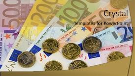  Presentation with value gold euro - Presentation theme featuring revenue expense reports - euro banknotes background and a  colored foreground