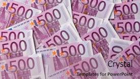  Presentation with revenue - Audience pleasing slide deck consisting of revenue expense reports - many 500 euro banknotes are backdrop and a coral colored foreground