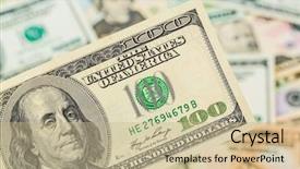  Presentation with revenue - Amazing presentation theme having revenue expense reports - many american dollar bills symbolic backdrop and a coral colored foreground