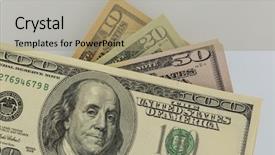  Presentation with 20 dollar bill - Beautiful slide deck featuring revenue expense reports - many dollar bills backdrop and a coral colored foreground