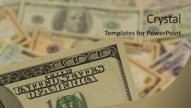  Presentation with bills - Slides featuring revenue expense reports - many dollar bills background and a coral colored foreground