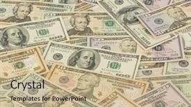  Presentation with revenue - Slide set with revenue expense reports - many dollar bills background and a coral colored foreground