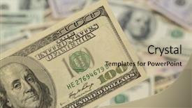  Presentation with bills - Cool new slide deck with revenue expense reports - many dollar bills backdrop and a mint green colored foreground