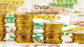  Presentation with stack - Audience pleasing presentation design consisting of revenue expense reports - stack of money coins falling backdrop and a lemonade colored foreground