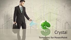  Presentation with dollar sign - Amazing slide set having water on dollar tree sign backdrop and a soft green colored foreground