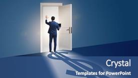  Presentation with moving news casting - Colorful PPT layouts enhanced with revenue management - businessman casting shadow in dollar backdrop and a ocean colored foreground