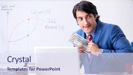  Presentation with revenue - Amazing slides having revenue projections - busy businessman explaining business charts backdrop and a  colored foreground