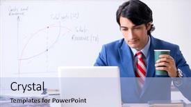  Presentation with busy - Theme enhanced with revenue projections - busy businessman explaining business charts background and a  colored foreground