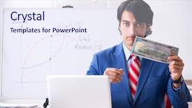  Presentation with busy - Slide set with revenue projections - busy businessman explaining business charts background and a sky blue colored foreground