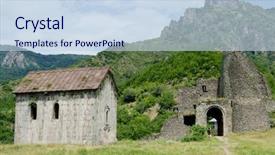  Presentation with monastery - Beautiful PPT layouts featuring revere - akhtala fortress-monastery a 10th-century fortified backdrop and a sky blue colored foreground