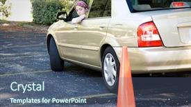  Presentation with teen driving - Amazing slide deck having reverse - teen driver backs up doing backdrop and a ocean colored foreground