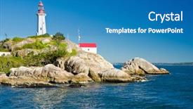  Presentation with ocean clear water deep blue - Slide set enhanced with reverse engineering - lighthouse at daylight background and a teal colored foreground