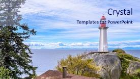  Presentation with light blue - Cool new slides with reverse engineering - lighthouse at sunset light backdrop and a sky blue colored foreground