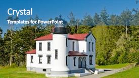  Presentation with red white blue confetti - Slide deck with reverse engineering - white and red lighthouse background and a teal colored foreground