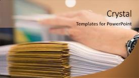  Presentation with files - Colorful PPT layouts enhanced with review - close-up of female hand backdrop and a coral colored foreground