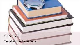  Presentation with literature review - PPT layouts with literature review - magnifying glass on stack background and a lemonade colored foreground