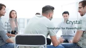  Presentation with current - Audience pleasing PPT layouts consisting of review speech - business team discussing current tasks backdrop and a sky blue colored foreground