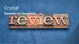  Presentation with business review - PPT theme featuring review-word-abstract-in-vintage background and a ocean colored foreground