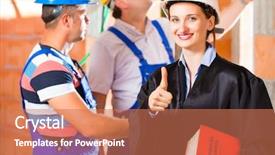  Presentation with construction law - Presentation design consisting of reviewer or expert or lawyer background and a coral colored foreground