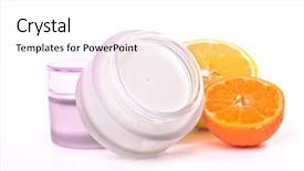  Presentation with vitamin - PPT layouts featuring revitalizing cream with vitamin c background and a white colored foreground