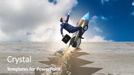  Presentation with gap - Presentation theme with revival - businessman flying on rocket background and a coral colored foreground