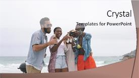  Presentation with multi ethnic group - Amazing slide deck having revival - front view of multi ethnic backdrop and a sky blue colored foreground