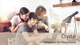  Presentation with broken home upset couple - PPT layouts having revival - happy couple using laptop background and a lemonade colored foreground