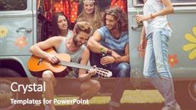  Presentation with food festival valentine day - Presentation enhanced with revival - hipster friends in camper van background and a tawny brown colored foreground