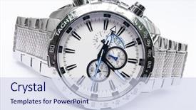  Presentation with revival - Cool new PPT theme with revival - men's silver watch backdrop and a sky blue colored foreground