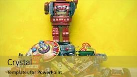  Presentation with robot toy - Amazing theme having revival - robot toy stands backdrop and a yellow colored foreground