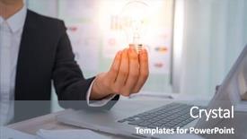  Presentation with light bulb - Cool new slides with revolt - business man holding light bulb backdrop and a gray colored foreground