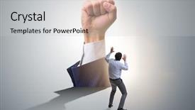  Presentation with concept - Amazing PPT theme having revolt - fist gesture in business concept backdrop and a light gray colored foreground