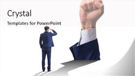  Presentation with concept - Slide set having revolt - fist gesture in business concept background and a white colored foreground