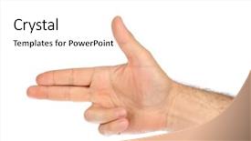  Presentation with waiter hand in white glove - Colorful PPT theme enhanced with revolving arrow - shooting hand isolated on white backdrop and a  colored foreground