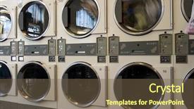  Presentation with machines - Amazing slides having equipment laundry - clothes dryers machines backdrop and a tawny brown colored foreground