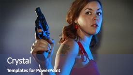  Presentation with black and red - Beautiful slide set featuring revolving lights - girl in red is playing backdrop and a  colored foreground