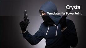  Presentation with gangster - PPT theme featuring revolving lights - young gangster in hood background and a  colored foreground