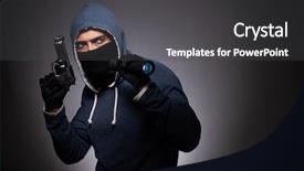  Presentation with gangster - PPT theme consisting of revolving lights - young gangster in hood background and a  colored foreground