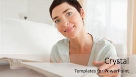  Presentation with evolution living beings - Cool new presentation with revue de direction - cute woman reading a magazine backdrop and a  colored foreground