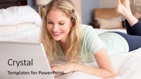  Presentation with being a single woman - Amazing slide set having revue de direction - happy woman laying on her backdrop and a soft green colored foreground