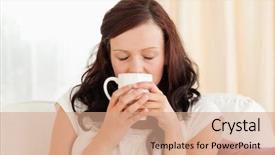  Presentation with holding hands old young - PPT theme consisting of revue de direction - young woman holding a cup background and a coral colored foreground