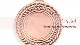  Presentation with medal - Cool new PPT theme with rewards recognition - bronze medal isolated on white backdrop and a lemonade colored foreground