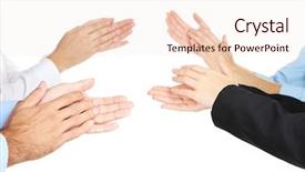  Presentation with recognition - PPT layouts featuring rewards recognition - clapping hands isolated on white background and a lemonade colored foreground